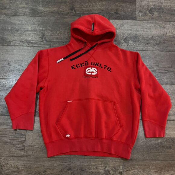 Vintage Y2K Ecko Unltd Heavy Duty Red Tag Hoodie Sweatshirt - Men's Large
